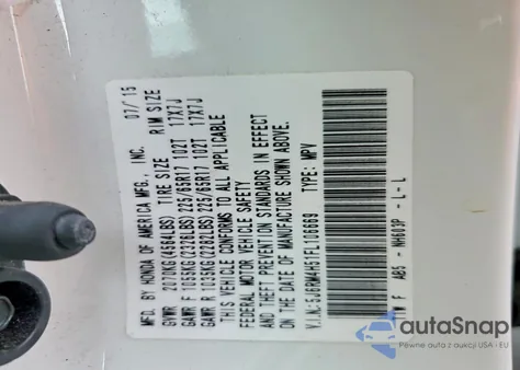 2015 Honda Cr-V Ex из США, поврежденный, VIN 5J6RM4H51FL106669